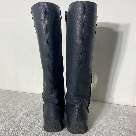 Rieker Black Faux Leather Sherpa Lined Mid Calf Knee High Boots 39 - Picture 4 of 14